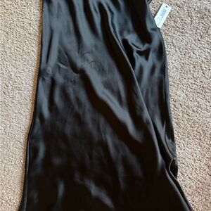 Sleek Black Satin Slip Skirt
